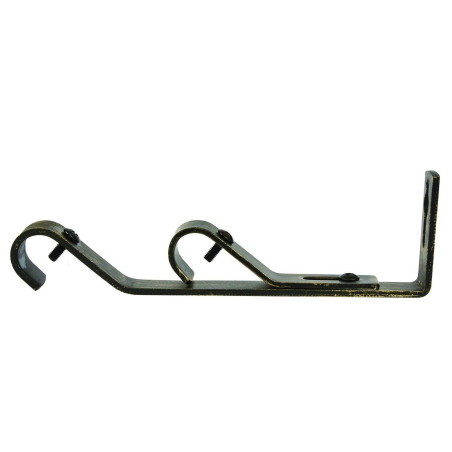 Consola galerie, dubla, fier forjat, 16 mm, negru auriu