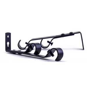 Consola galerie, dubla, metal, 16 mm, negru, 2 buc / set