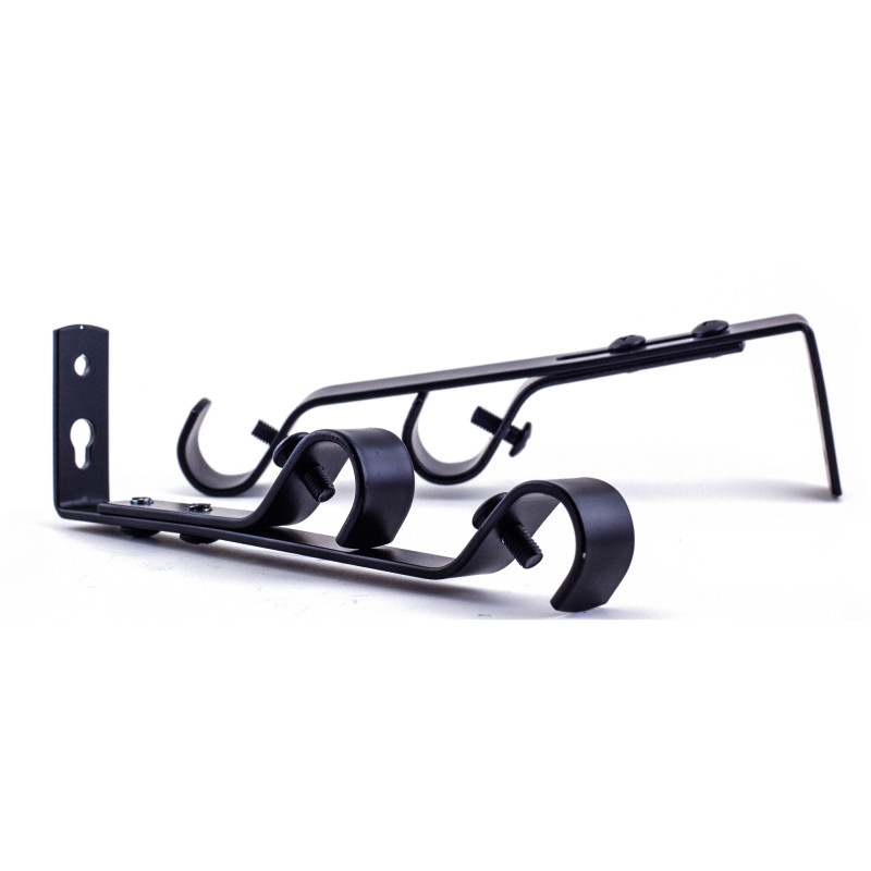 Consola galerie, dubla, metal, 16 mm, negru, 2 buc / set