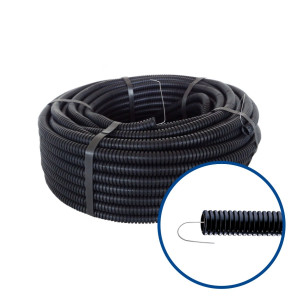Copex / tub riflat HDPE Total Plast, D exterior 20 mm, 320 N, cu fir de tragere, fara halogen, rola 50 m