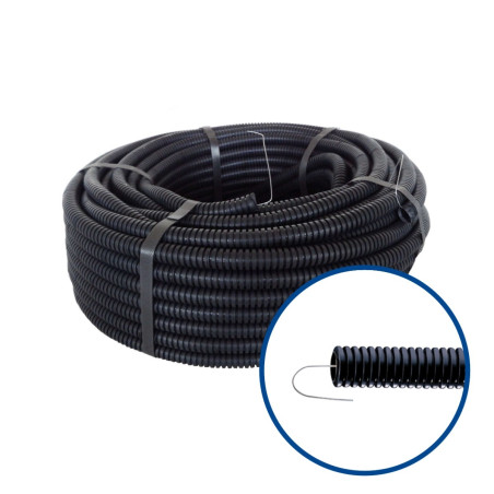 Copex / tub riflat HDPE Total Plast, D exterior 20 mm, 320 N, cu fir de tragere, fara halogen, rola 50 m