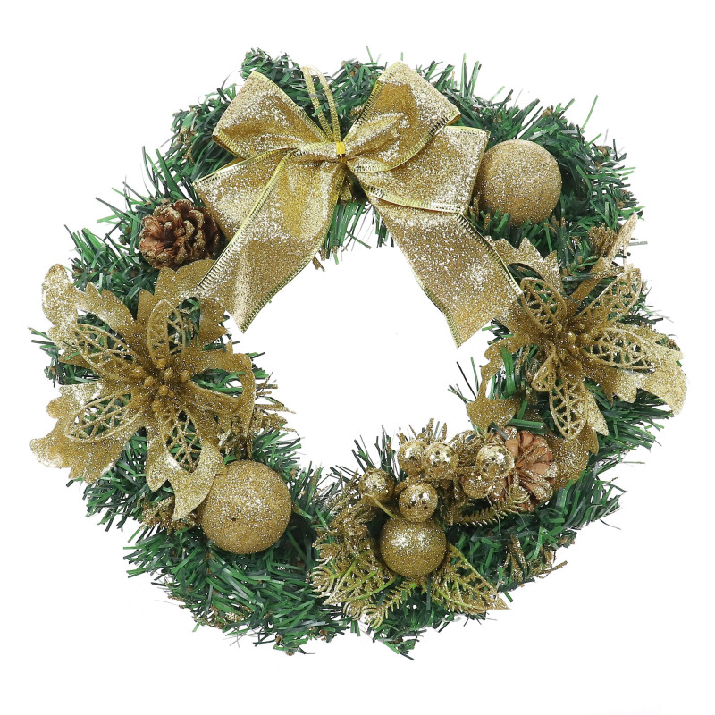 Coronita Craciun, verde + auriu, 30 cm, SYHHA-0322158