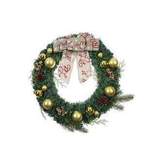 Coronita Craciun, verde + auriu, 40 cm, SYHHA-0322023