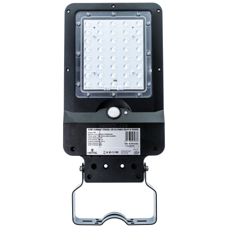 Corp de iluminat stradal solar LED, 8W, 850 lm, lumina rece - 6500 K, cu senzor de miscare, IP65