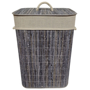 Cos de rufe Caressa HY23137, bambus, gri, 40 x 30 x 57 cm, 66 L