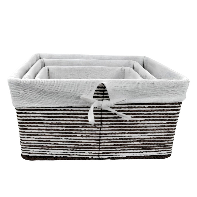 Cos depozitare K116, sfoara de hartie + material textil, dimensiuni diferite, set 3 bucati
