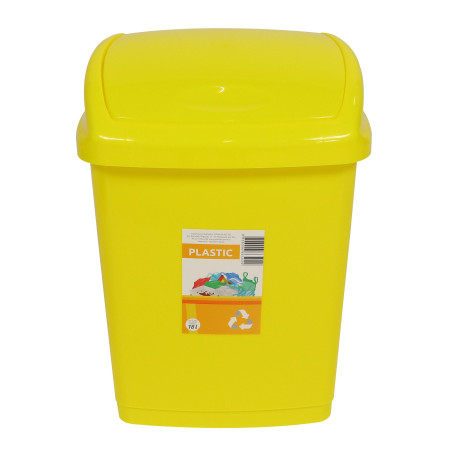 Cos gunoi Agora Plast din plastic, forma dreptunghiulara, galben, cu capac batant, 18 L