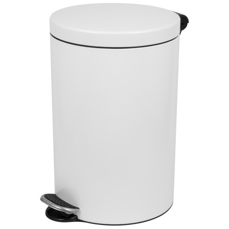 Cos gunoi Alda SOFTF612E, metal + plastic, forma cilindrica, alb, cu pedala si capac soft-close, 12 L