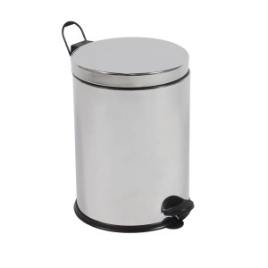 Cos gunoi BCK409400 din inox + plastic, forma cilindrica, cromat, cu pedala si capac batant, 3L