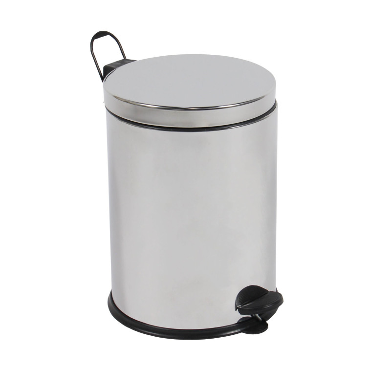 Cos gunoi BCK409400 din inox + plastic, forma cilindrica, cromat, cu pedala si capac batant, 3L