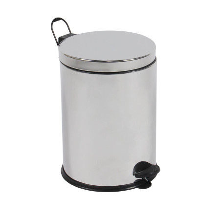 Cos gunoi BCK409400 din inox + plastic, forma cilindrica, cromat, cu pedala si capac batant, 3L