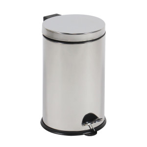 Cos gunoi BCK412400 din inox + plastic, forma cilindrica, cromat, cu pedala si capac batant, 12L