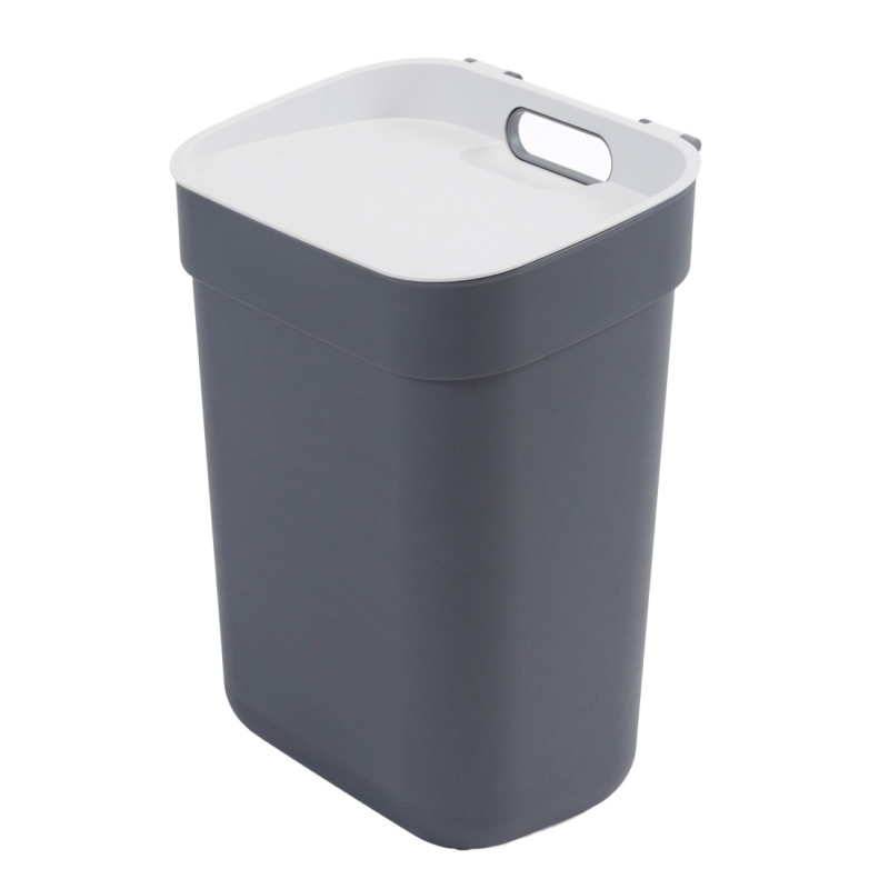 Cos gunoi Curver Ready to Collect 251937, plastic, forma dreptunghiulara, gri inchis, cu capac, 10 L