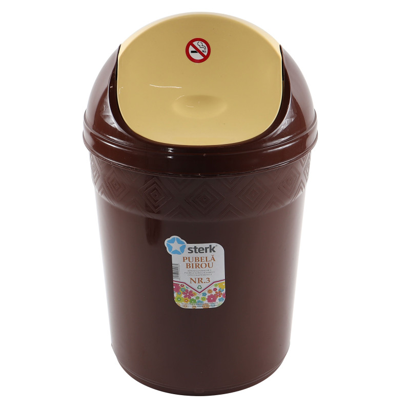 Cos gunoi fluture Plastina nr. 3, D 30 cm, plastic, forma semiovala, diverse culori, cu capac batant, 12L