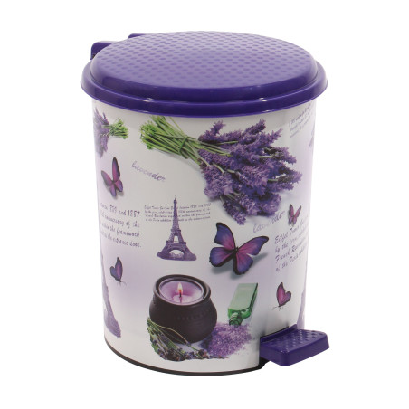 Cos gunoi Plastina 87015 nr. 2 din plastic, forma cilindrica, diverse modele, cu pedala si capac batant, 10L