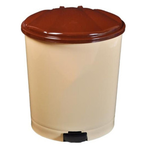 Cos gunoi Plastina din plastic, forma semiovala, diverse culori, cu pedala si capac batant, 18L