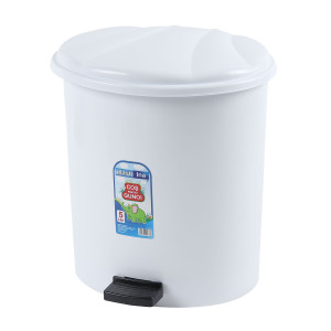 Cos gunoi Plastina din plastic, forma semiovala, diverse culori, cu pedala si capac batant, 5L