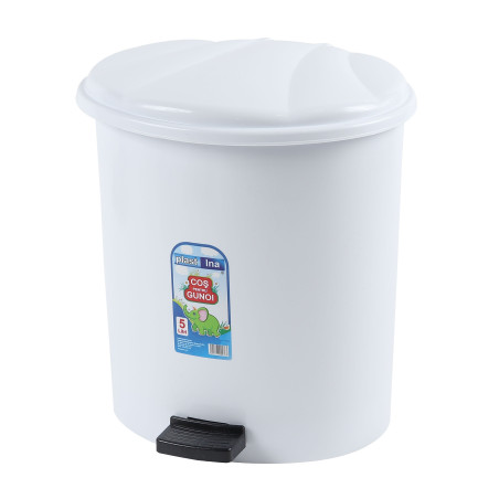 Cos gunoi Plastina din plastic, forma semiovala, diverse culori, cu pedala si capac batant, 5L