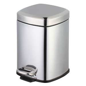 Cos gunoi Plastor, inox + plastic, forma patrata, cu pedala si capac batant, 6 L