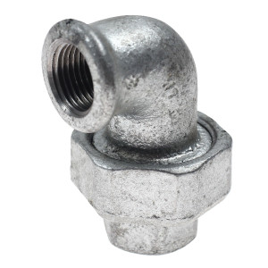 Cot cu racord olandez 95, fonta zincata, FI - FI, 1/2"