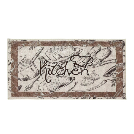 Covor bucatarie Brillant Byd 25664.133, Kitchen, 80 x 160 cm, poliester, crem + maro, dreptunghiular