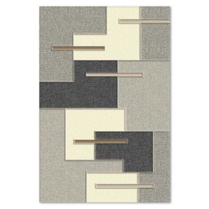 Covor living / dormitor Carpeta Soho 49351-18431, 80 x 150 cm, modern, polipropilena, gri + negru + crem, dreptunghiular