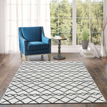 Covor living / dormitor Lotto W 86/HR5, 60 x 110 cm, modern, polipropilena, crem, dreptunghiular