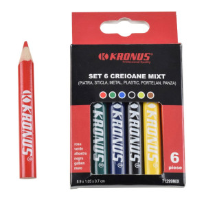Creion dulgherie, Kronus 71299MIX, set 6 bucati, culori mixte