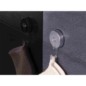 Cuier baie Davo Pro 12110100 cromat, montaj pe perete, cu ventuza, rotund, argintiu, 1 agatatoare