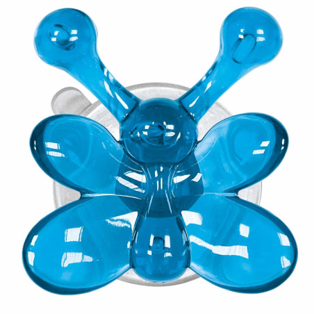 Cuier baie Kleine Wolke 34003, montaj pe perete, cu ventuza, forma fluture, turcoaz, cu 2 agatatori