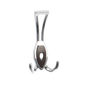 Cuier mobila cu 3 agatatoare, zamac, cromat + wenge, pentru baie, dormitor, hol, prindere pe mobila / perete, 495.15.465