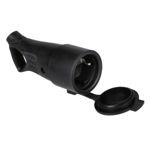 Cupla cauciuc cu capac Hoff Line, IP44, negru, 16 A, 250 V