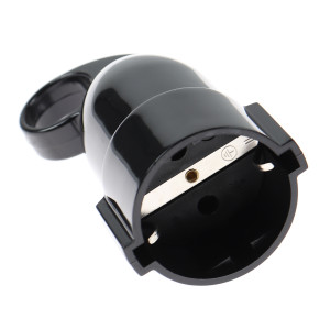 Cupla impamantare cu inel Hoff Line, policarbonat, IP20, negru, cu protectie copii, 16 A, 250 V