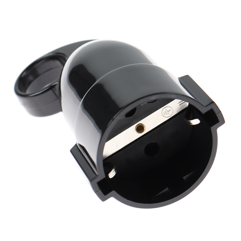 Cupla impamantare cu inel Hoff Line, policarbonat, IP20, negru, cu protectie copii, 16 A, 250 V