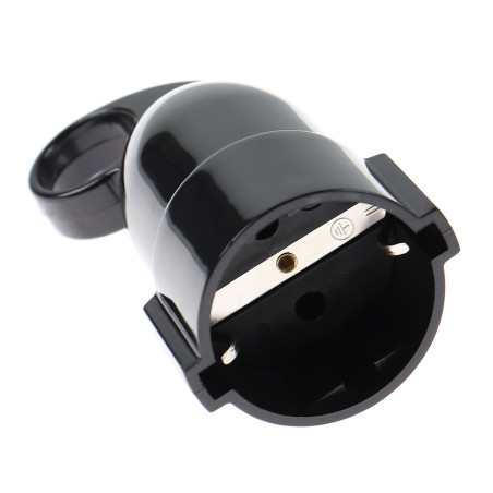 Cupla impamantare cu inel Hoff Line, policarbonat, IP20, negru, cu protectie copii, 16 A, 250 V