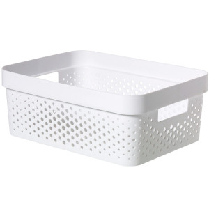 Cutie depozitare Curver Infinity Recycled, plastic reciclat, manere, 11 L, alb, 35.6 x 26.6 x 13.6 cm