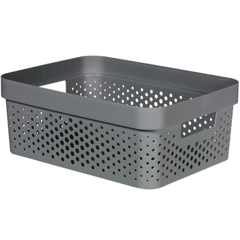Cutie depozitare Curver Infinity Recycled, plastic reciclat, manere, 11 L, gri, 35.6 x 26.6 x 13.6 cm