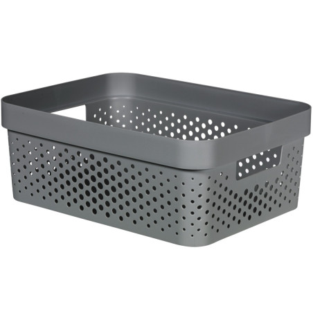 Cutie depozitare Curver Infinity Recycled, plastic reciclat, manere, 11 L, gri, 35.6 x 26.6 x 13.6 cm