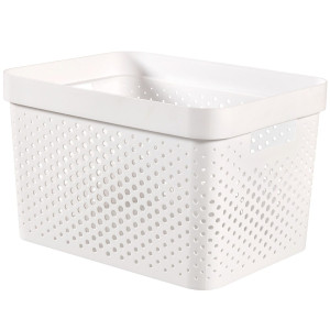 Cutie depozitare Curver Infinity Recycled, plastic reciclat, manere, 17 L, alb, 36 x 27 x 22 cm