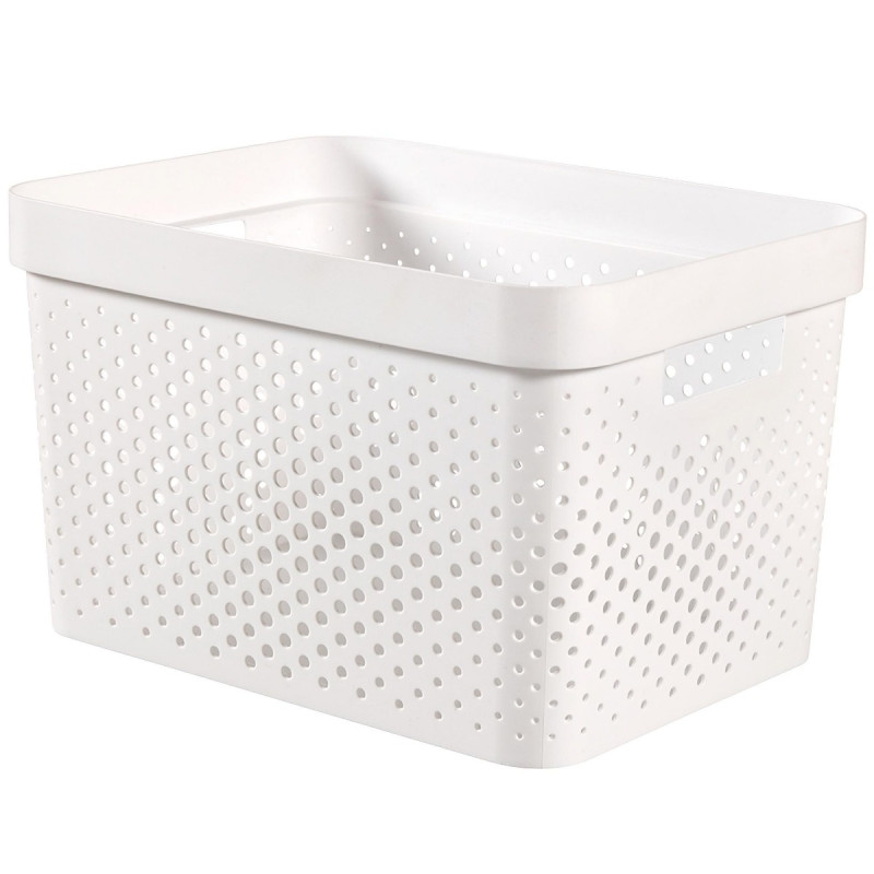 Cutie depozitare Curver Infinity Recycled, plastic reciclat, manere, 17 L, alb, 36 x 27 x 22 cm
