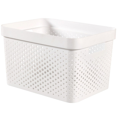 Cutie depozitare Curver Infinity Recycled, plastic reciclat, manere, 17 L, alb, 36 x 27 x 22 cm