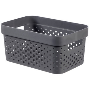 Cutie depozitare Curver Infinity Recycled, plastic reciclat, manere, 4.5 L, gri, 26 x 17.5 x 12.3 cm
