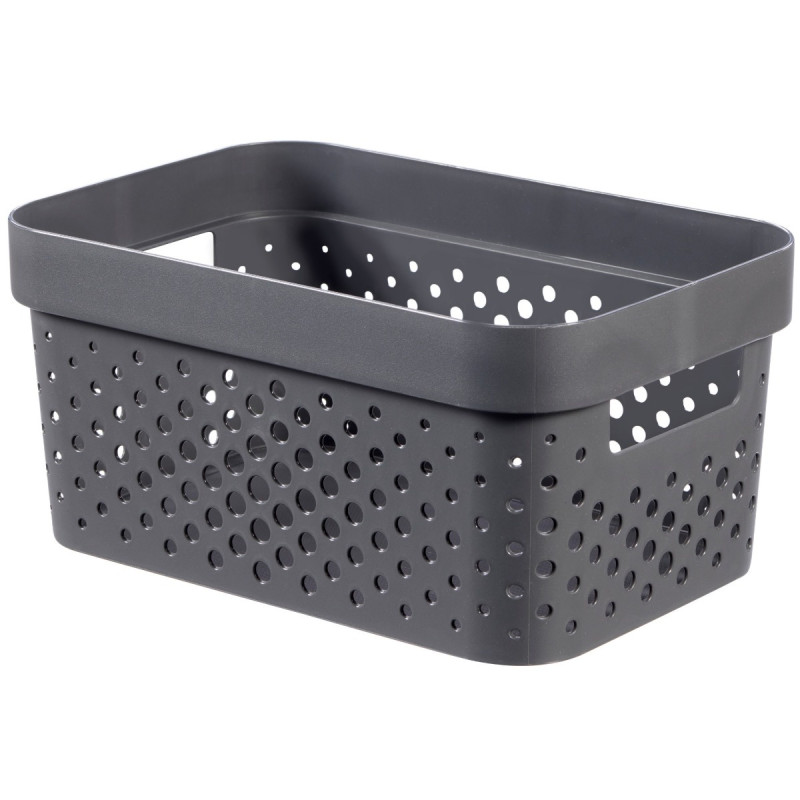 Cutie depozitare Curver Infinity Recycled, plastic reciclat, manere, 4.5 L, gri, 26 x 17.5 x 12.3 cm