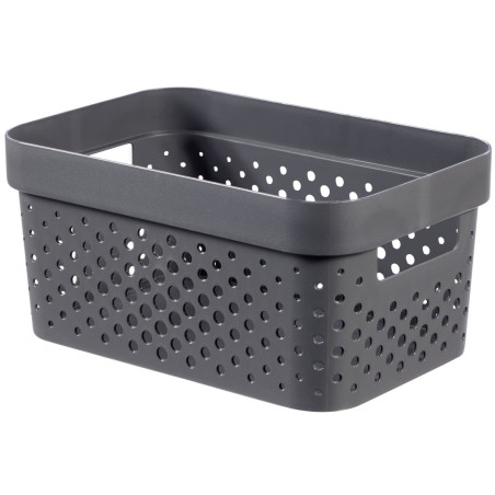 Cutie depozitare Curver Infinity Recycled, plastic reciclat, manere, 4.5 L, gri, 26 x 17.5 x 12.3 cm