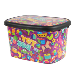 Cutie depozitare decorata cu capac 86006 Plastina, plastic, diverse modele, 20 L, 47 x 37 x 27 cm