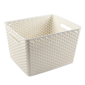 Cutie depozitare suprapozabila Rattan Curver, alb, 18 L, 33,5 x 29,5 x 22 cm