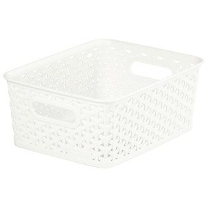 Cutie depozitare suprapozabila Rattan Curver, alb, 4 L, 25,5 x 19,6 x 10,2 cm