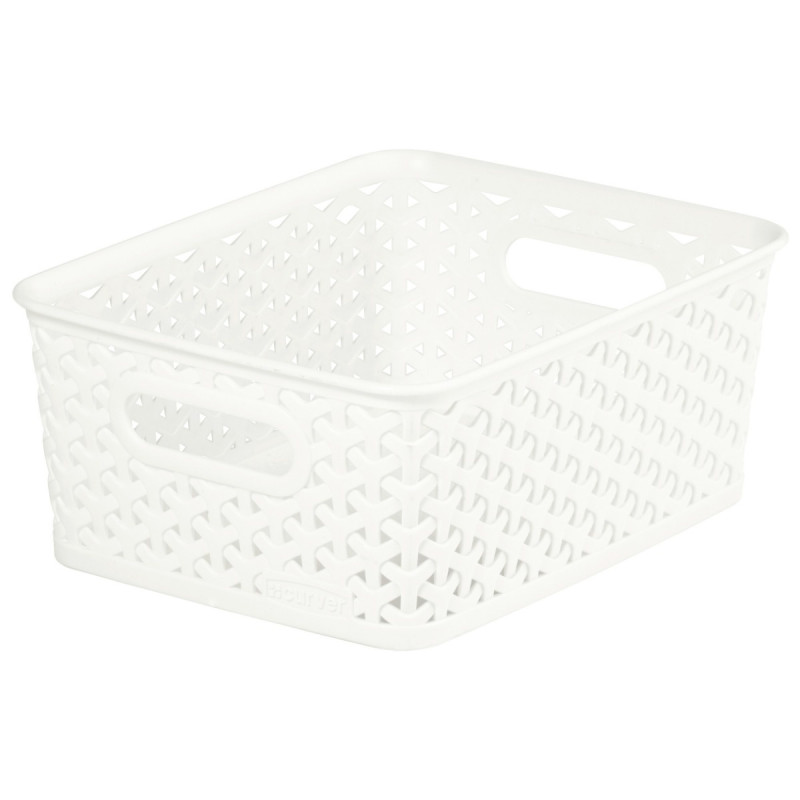 Cutie depozitare suprapozabila Rattan Curver, alb, 4 L, 25,5 x 19,6 x 10,2 cm
