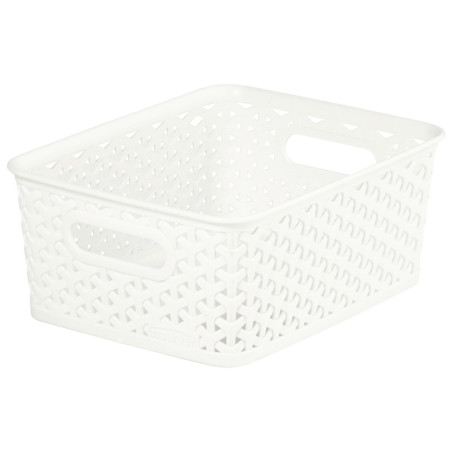 Cutie depozitare suprapozabila Rattan Curver, alb, 4 L, 25,5 x 19,6 x 10,2 cm