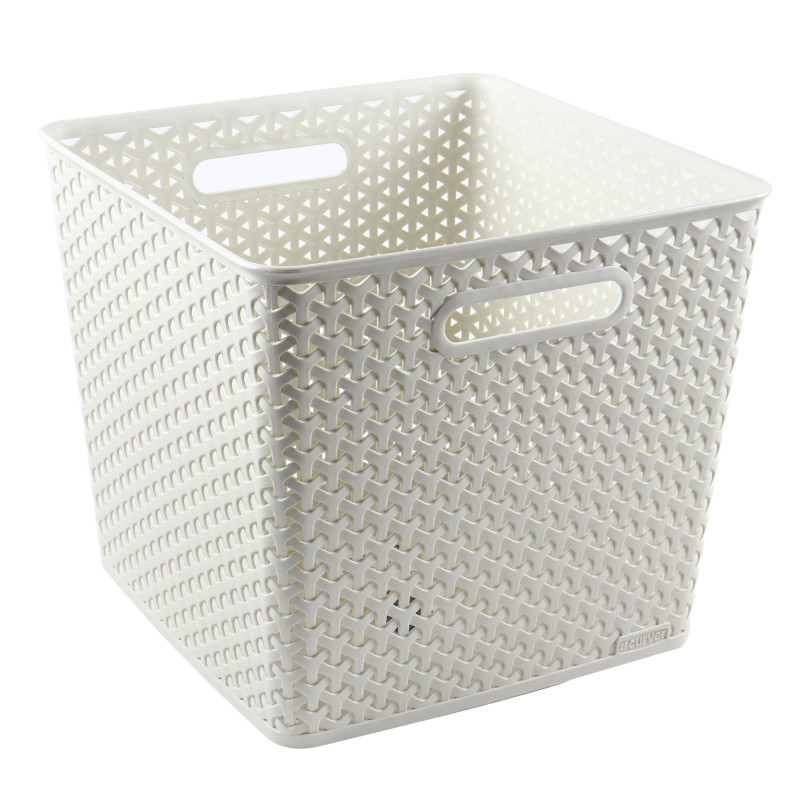 Cutie depozitare suprapozabila Rattan Curver, alb, patrata, 25 L, 32,3 x 32 x 28,1 cm